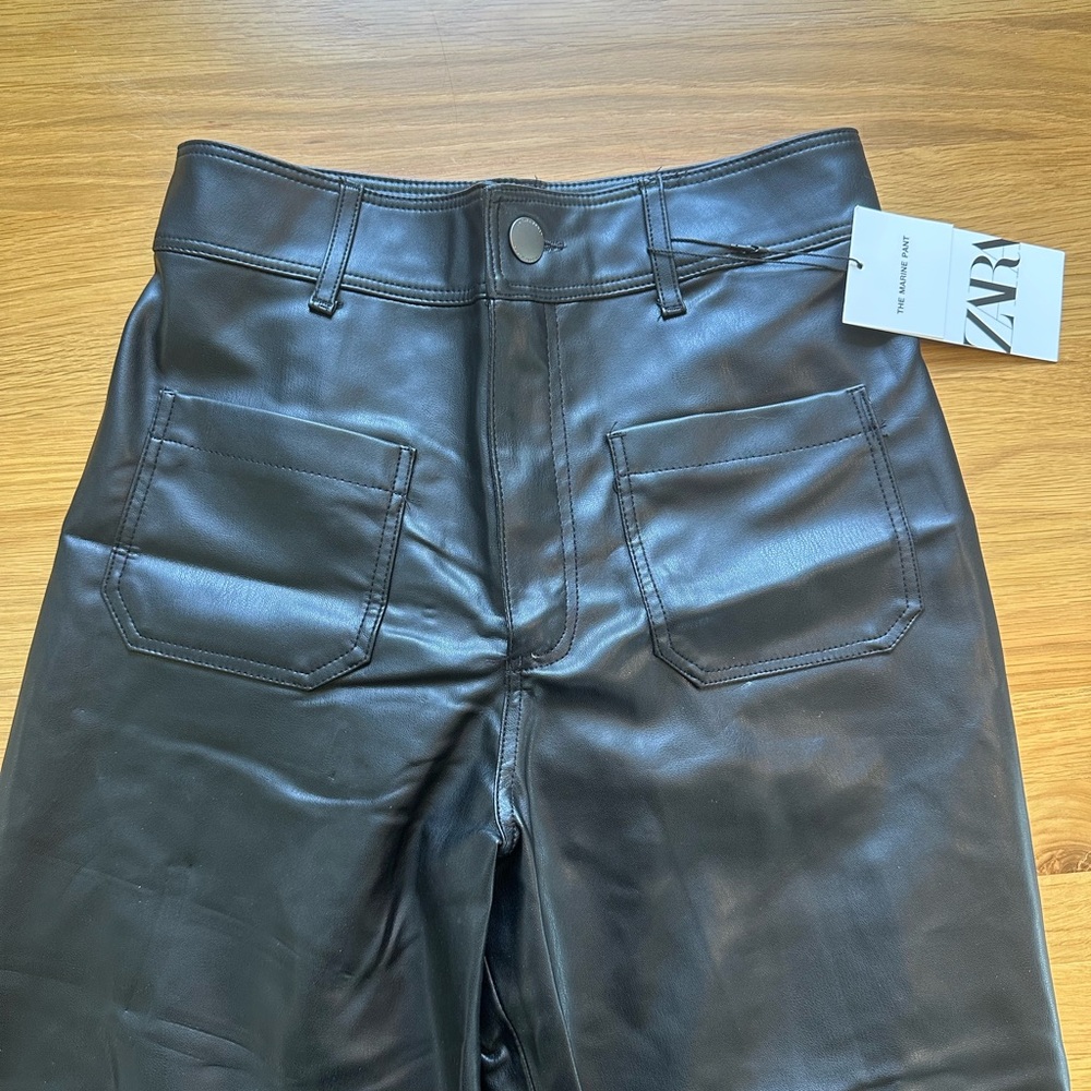 Zara Black Faux Leather Pants